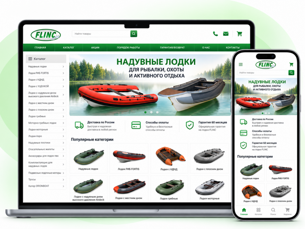 Техническая поддержка и доработка интернет-магазина flinc-shop.ru — каталог, маркетплейсы и SEO